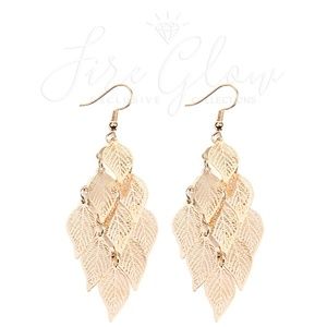 Boho Chic Gold Dangling Filigree Leaf Earrings